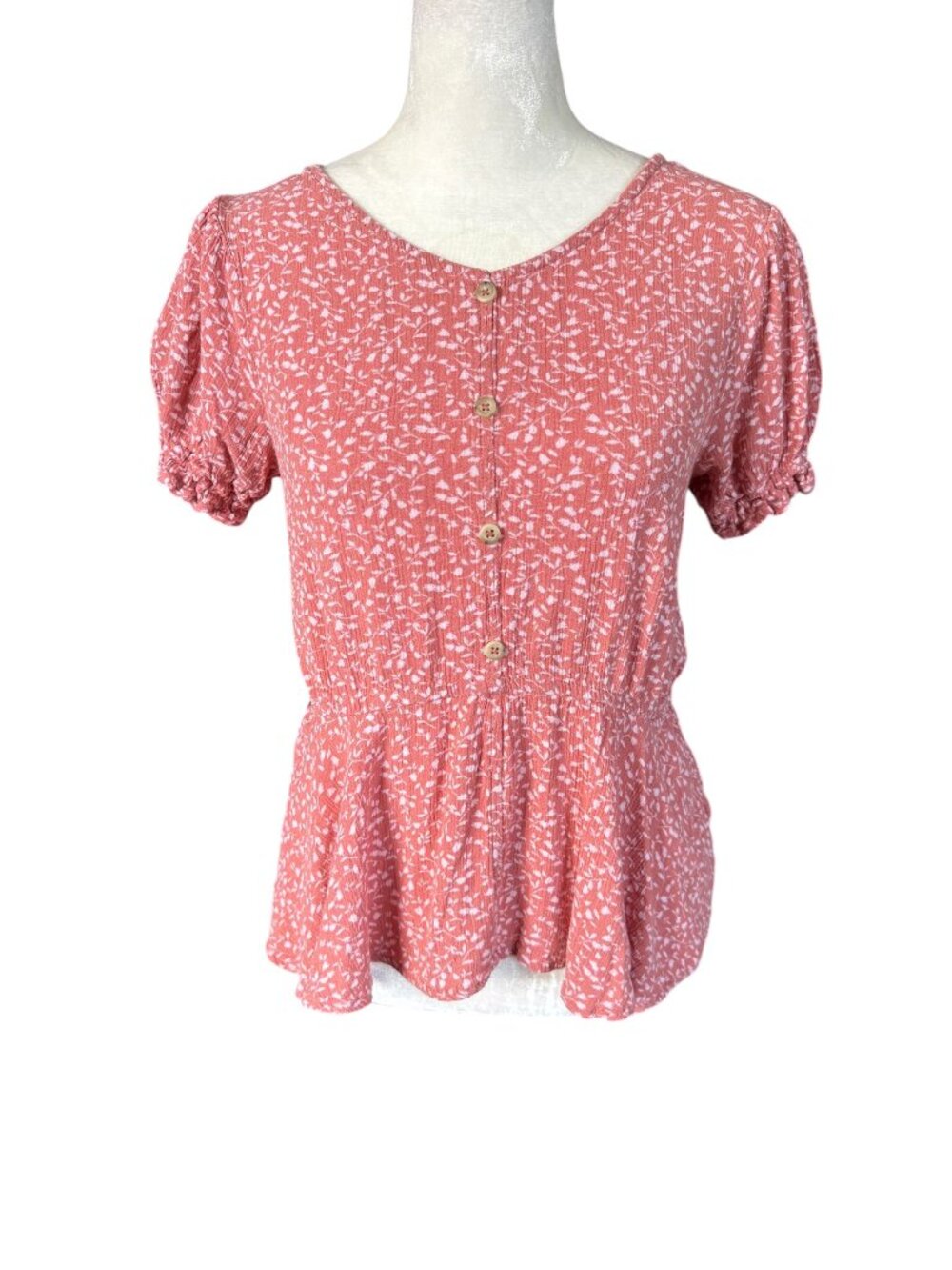 Art Class women's pink floral peplum top size XL 14/16